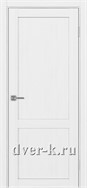 Глухая межкомнатная дверь Оптима Порте Турин 502.11 в экошпоне белый лед