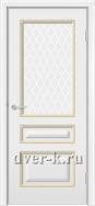 Остекленная дверь Версаль ДО белая с патиной золото