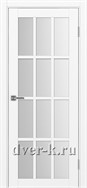Межкомнатная дверь Оптима Порте Турин 542.2222 в экошпоне белый снежный со стеклом Мателюкс