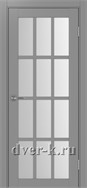 Межкомнатная дверь Оптима Порте Турин 542.2222 в сером экошпоне со стеклом Мателюкс