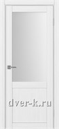 Межкомнатная дверь Оптима Порте Турин 502.21 в экошпоне белый лед со стеклом Мателюкс
