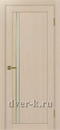 Межкомнатная дверь Оптима Порте Турин 527.121 АПС SG в цвете беленый дуб со стеклом Мателюкс и молдингом матовое золото