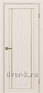 Межкомнатная дверь Optima Porte Турин 522.111 АПП SG в экошпоне ясень перламутровый с молдингом матовое золото