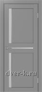 Межкомнатная дверь Оптима Порте Турин 523.221 АПС SC в сером экошпоне со стеклом Мателюкс и молдингом матовый хром