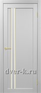 Межкомнатная дверь Оптима Порте Турин 525 АПС SG в экошпоне белый лед со стеклом Мателюкс и молдингом матовое золото