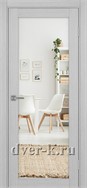 Межкомнатная дверь с зеркалом Optima Porte Турин 501.1 в экошпоне дуб серый