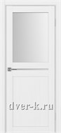Межкомнатная дверь Оптима Порте Турин 520.221 в экошпоне белый лед со стеклом Мателюкс