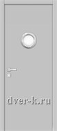 серый пластиковый дверной блок RAL 7035 с иллюминатором хром