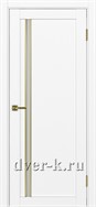 Межкомнатная дверь Оптима Порте Турин 527.121 АПС SG в цвете белый снежный со стеклом Мателюкс и молдингом матовое золото