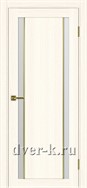 Межкомнатная дверь Optima Porte Турин 522.212 АПС SG в экошпоне ясень светлый со стеклом Мателюкс и молдингом матовое золото