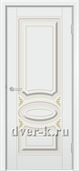 Белая эмалированная дверь Ювелия ДГ с патиной золото