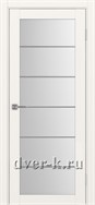 Межкомнатная дверь Оптима Порте Турин 501.2 АСС SC в бежевом цвете со стеклом Мателюкс и молдингом матовый хром