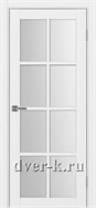 Межкомнатная дверь Оптима Порте Турин 541.2222 в экошпоне белый лед со стеклом Мателюкс