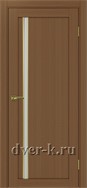 Межкомнатная дверь Оптима Порте Турин 527.121 АПС SG в экошпоне орех со стеклом Мателюкс и молдингом матовое золото
