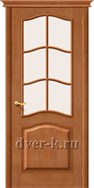 Остекленная дверь из массива сосны М7 ДОР светлый лак с решеткой