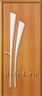 Остекленная недорогая межкомнатная дверь Веер ДО в финиш-пленке миланский орех
