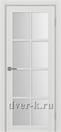 Межкомнатная дверь Оптима Порте Турин 541.2222 в экошпоне ясень серебристый со стеклом Мателюкс