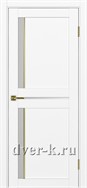 Межкомнатная дверь Optima Porte Турин 523.221 АПС SG в экошпоне белый снежный со стеклом Мателюкс и молдингом матовое золото