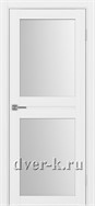 Межкомнатная дверь Оптима Порте Турин 520.212 в экошпоне белый лед со стеклом Мателюкс