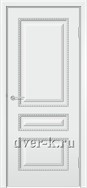 Белая эмалированная дверь Версаль ДГ с патиной серебро