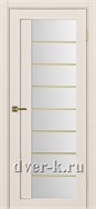Межкомнатная дверь Турин 524.22 АСС SG в экошпоне ясень перламутровый со стеклом Мателюкс и молдингом матовое золото