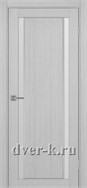 Межкомнатная дверь Оптима Порте Турин 520.212 АПС SC в экошпоне дуб серый со стеклом Мателюкс и молдингом матовый хром