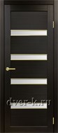Межкомнатная дверь Оптима Порте Турин 505 АПС SG в экошпоне венге со стеклом Мателюкс и молдингом матовое золото