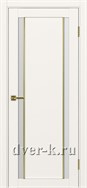 Межкомнатная дверь Оптима Порте Турин 522.212 АПС SG в бежевом экошпоне со стеклом Мателюкс и молдингом матовое золото