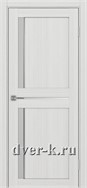 Межкомнатная дверь Оптима Порте Турин 523.221 АПС SC в экошпоне ясень серебристый со стеклом Мателюкс и молдингом матовый хром