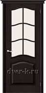 Остекленная дверь из массива сосны М7 ДОР темный лак с решеткой