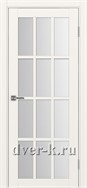 Межкомнатная дверь Оптима Порте Турин 542.2222 в бежевом экошпоне со стеклом Мателюкс