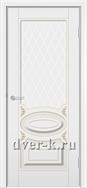 Остекленная эмалированная дверь Ювелия ДО белая с патиной золото