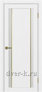 Межкомнатная дверь Оптима Порте Турин 522.212 АПС SG в экошпоне белый лед со стеклом Мателюкс и молдингом матовое золото