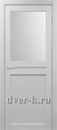 Межкомнатная дверь Оптима Порте Турин 520.211 в экошпоне белый лед со стеклом Мателюкс