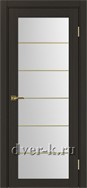 Межкомнатная дверь Оптима Порте Турин 501.2 ACC SG в экошпоне венге со стеклом Мателюкс и молдингом матовое золото