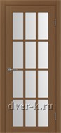 Межкомнатная дверь Оптима Порте Турин 542.2222 в экошпоне орех со стеклом Мателюкс