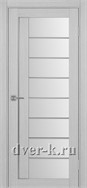 Межкомнатная дверь Турин 524 АСС SC в экошпоне дуб серый со стеклом Мателюкс и молдингом матовый хром
