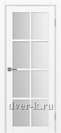 Межкомнатная дверь Optima Porte Турин 541.2222 в экошпоне белый снежный со стеклом Мателюкс