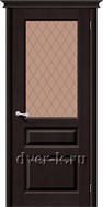 Остекленная сосновая межкомнатная дверь М5 ДО темный лак