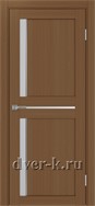 Межкомнатная дверь Оптима Порте Турин 523.221 АПС SC в экошпоне орех со стеклом Мателюкс и молдингом матовый хром