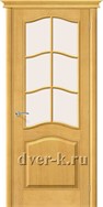 Остекленная дверь из массива сосны М7 ДОР медовый лак с решеткой