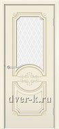Остекленная эмалированная дверь Адель ДО в цвете ваниль с патиной золото