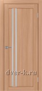 Межкомнатная дверь Optima Porte Турин 525.121 АПС SC в экошпоне ясень темный со стеклом Мателюкс и молдингом матовый хром