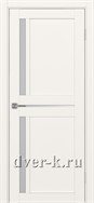 Межкомнатная дверь Оптима Порте Турин 523.221 в бежевом экошпоне со стеклом Мателюкс