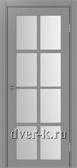 Межкомнатная дверь Оптима Порте Турин 541.2222 в сером экошпоне со стеклом Мателюкс