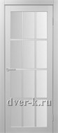 Межкомнатная дверь Оптима Порте Турин 542.2222 в экошпоне белый лед со стеклом Мателюкс