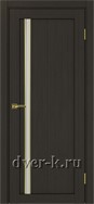 Межкомнатная дверь Optima Porte Турин 527.121 АПС SG в экошпоне венге со стеклом Мателюкс и молдингом матовое золото