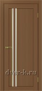 Межкомнатная дверь Оптима Порте Турин 525.121 АПС SG в экошпоне орех со стеклом Мателюкс и молдингом матовое золото