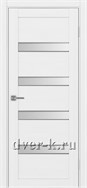 Межкомнатная дверь Оптима Порте Турин 505 АПС SC в экошпоне белый лед со стеклом Мателюкс и молдингом матовый хром